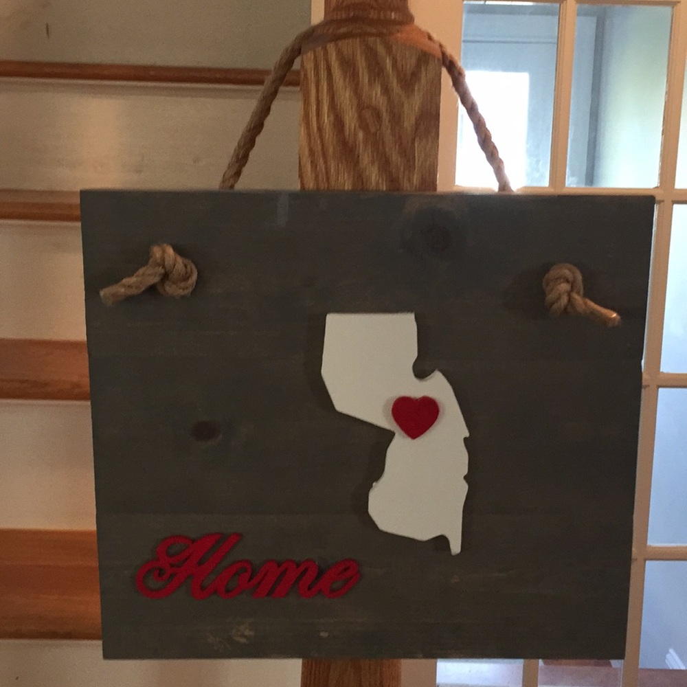 NJ home hanging wood sign